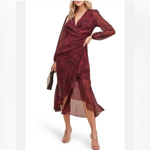 ASTR Maroon and Black metallic maxi dress